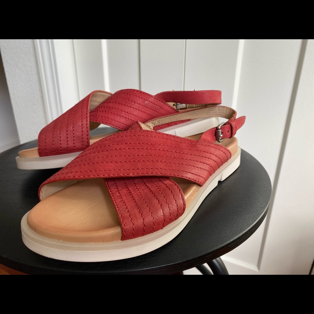 Miz Mooz Leather Cross-Strap Sandals - Kind in red